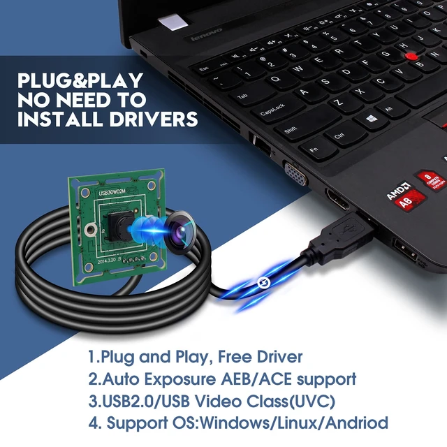 Alt view image 4 of 5 - IFWATER USB Camera Module 45 Degree Lens USB Camera 60fps High Speed Camera 10.2Inch Mini Webcam for Industrial Machine Supports Most OS with 3.3ft/1m Cable for Laptop Raspberry Pi Jetson Nano