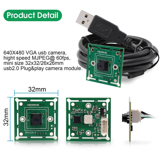 Alt view image 5 of 5 - IFWATER USB Camera Module 45 Degree Lens USB Camera 60fps High Speed Camera 10.2Inch Mini Webcam for Industrial Machine Supports Most OS with 3.3ft/1m Cable for Laptop Raspberry Pi Jetson Nano