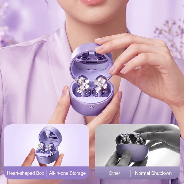 Alt view image 3 of 5 - xzqioue Love Wireless Earbuds with Mirror Case, Bluetooth 6.0 Open Ear Clip-On Headphones, Cute Pink Air Conduction Earphones for Women, Low Latency, Secure Fit for Running & Travel