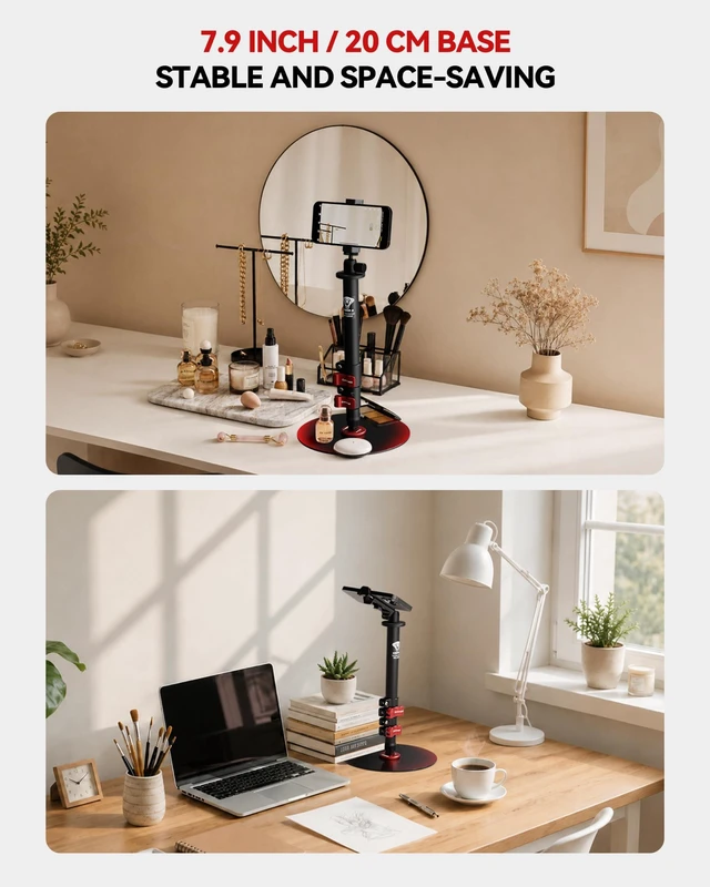Alt view image 5 of 5 - RB-A200-S Tabletop Round Base Monopod Stand with Phone Holder & Ball Head