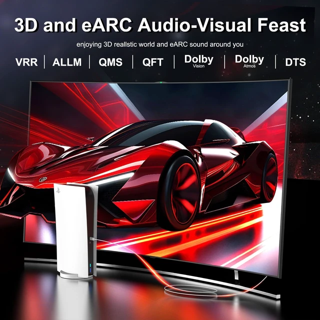 Alt view image 4 of 5 - DGHUMEN 8K Fiber Optic HDMI Cable 100 FT, 8K@60Hz 4K@240Hz, Thin Extra Long HDMI Cable 48Gbps Ultra High Speed, Dynamic HDR, eARC, HDCP 2.2&2.3, 3D, Compatible for PS4/5/Xbox/TV/Laptop/Monitor