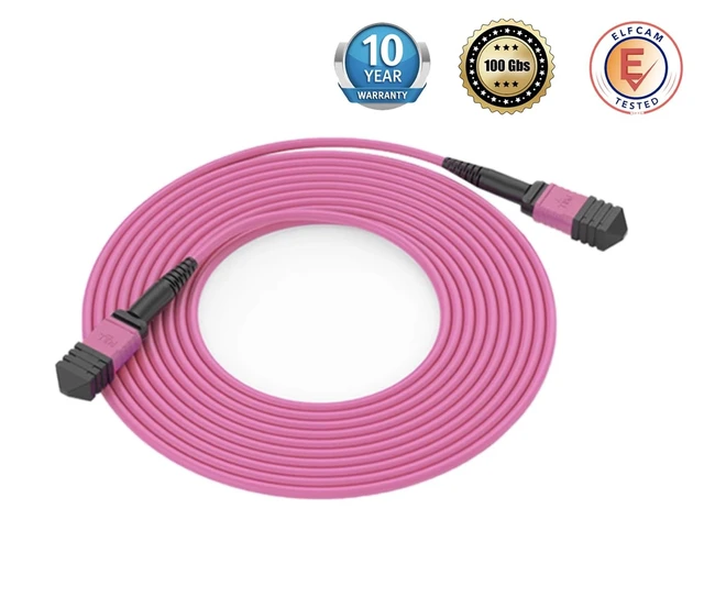 Alt view image 4 of 5 - Elfcam - 10m/32.8ft Fiber Optic Cable MPO Female to MPO Female, 12 Fibres Multimode OM4, Type B, Purple (10m, 12 Fibers)