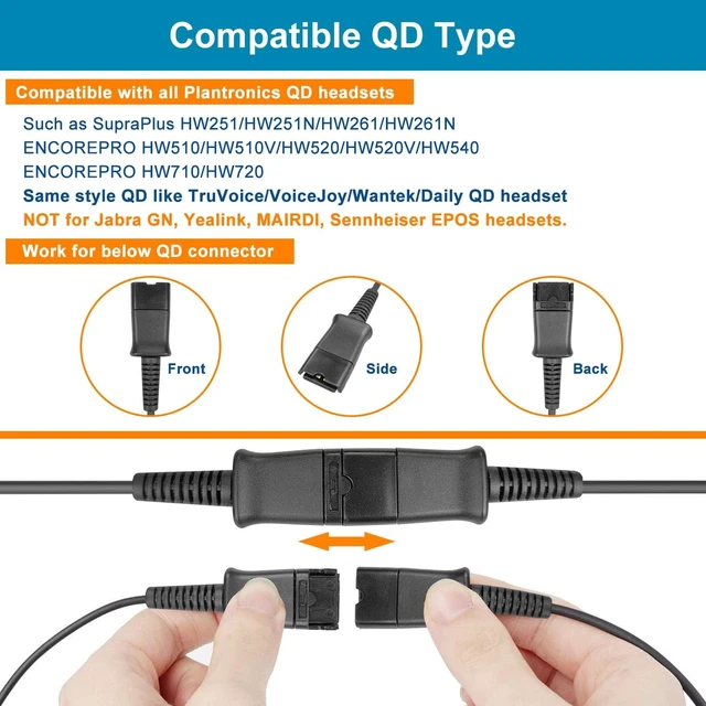 Alt view image 3 of 5 - Weatwo Training Y Splitter Adapter Cable for All Plantronics QD Headphone