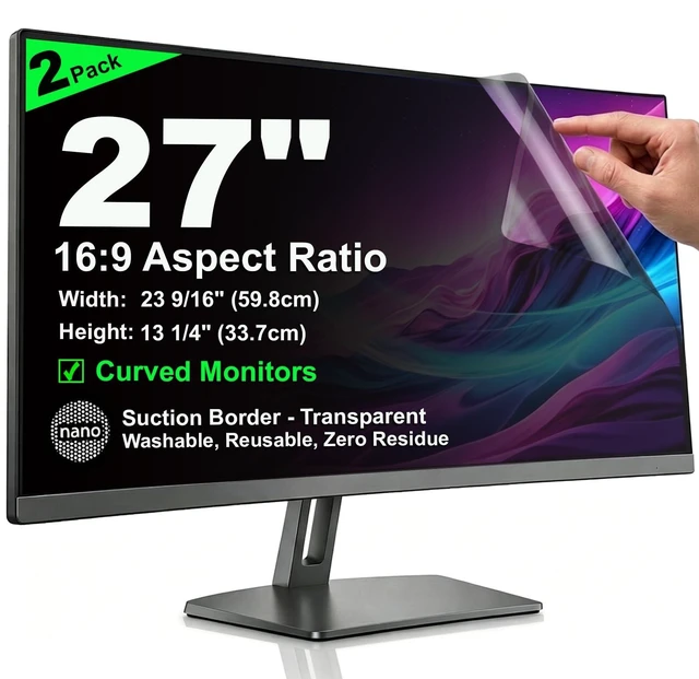 Main image of 2 Pack Nano Suction Border Privacy Screen for 27 Inch Computer Monitor