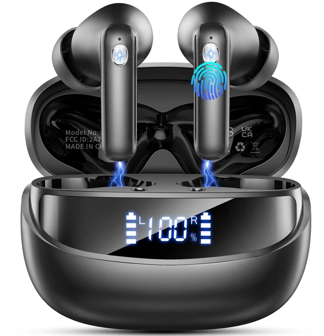Main image of Wireless Earbuds, Bluetooth 5.4 Headphones with 4 ENC Noise Cancelling Mic, 45Hrs Playtime in Ear Earbuds HiFi Stereo Deep Bass, Bluetooth Earphones IP7 Waterproof, Wireless Headphones f