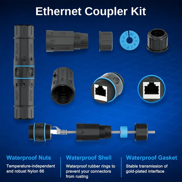 Alt view image 5 of 5 - iwillink Cat6 Waterproof RJ45 Coupler, Shielded Female to Female, 10 Pack