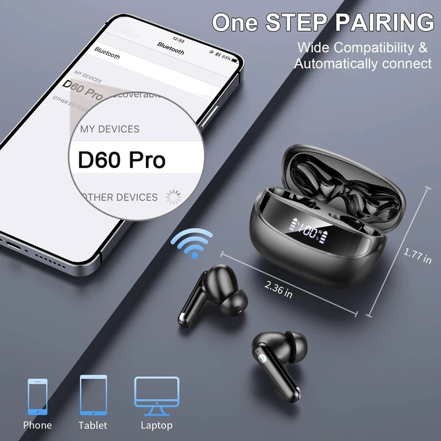 Alt view image 4 of 5 - Wireless Earbuds, Bluetooth 5.4 Headphones with 4 ENC Noise Cancelling Mic, 45Hrs Playtime in Ear Earbuds HiFi Stereo Deep Bass, Bluetooth Earphones IP7 Waterproof, Wireless Headphones f