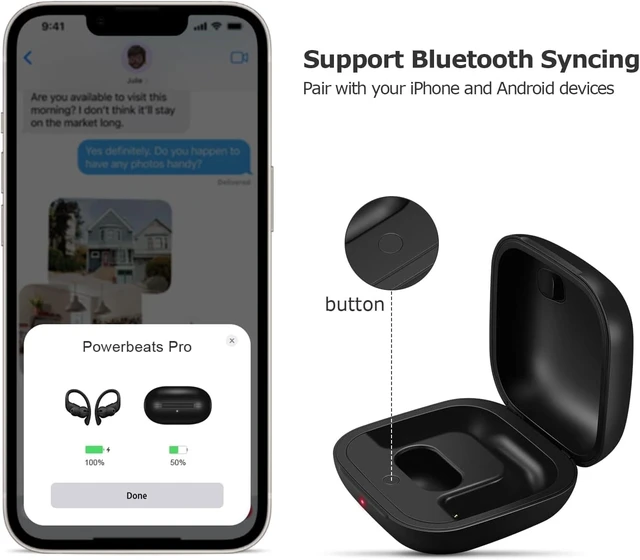Alt view image 2 of 4 - Charging Case Replacement Compatible for Powerbeats Pro Charger with Bluetooth Pairing Sync Button, 700mAh Built-in Battery (Not Include Powerbeats Pro)