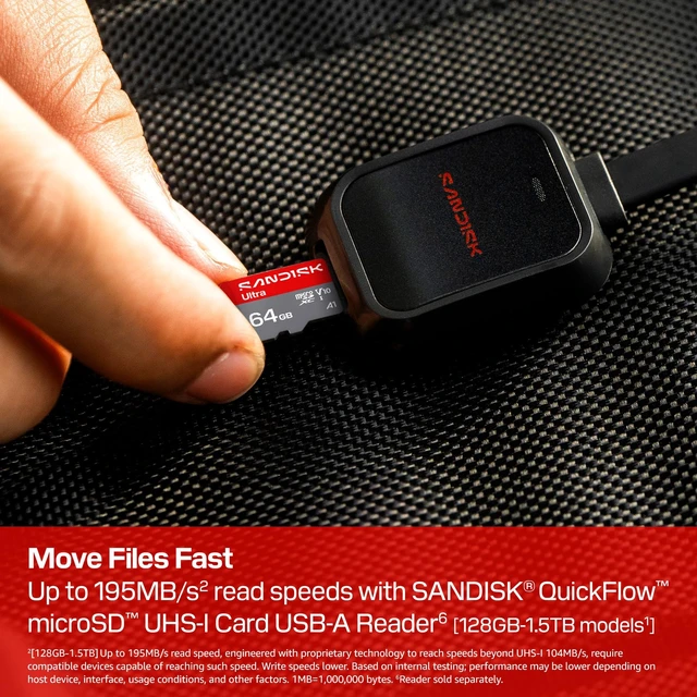 Alt view image 4 of 5 - SANDISK 64GB Ultra microSD UHS-I Card - Up to 145MB/s Read Speed, Full HD Video, V10, U1, C10, A6 - SDSQUJQ-064G-GZ6MA