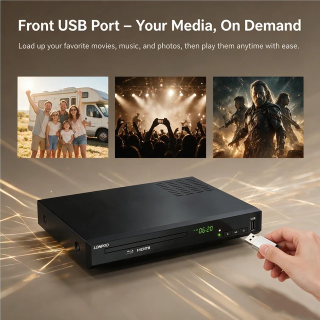 Alt view image 5 of 5 - LONPOO 1080P HD Blu-Ray DVD Player for TV with Dolby Digital True HD/DTS