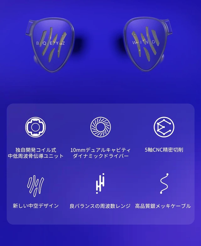 Alt view image 2 of 5 - BQEYZ Wind Coil Bone Conduction+10mmDD Hybrid in-Ear Monitor Gaming Earbuds Deep bass Wired headrphone for Musician Audiophile (Silver 4.4mm)