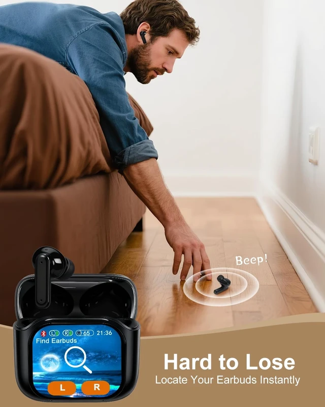 Alt view image 4 of 5 - Handzee Wireless Earbuds, Bluetooth Earphones with Touchscreen, Black