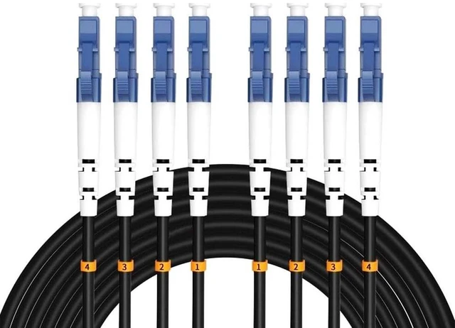 Main image of Elfcam - 150m/492.12ft 4-Core Single-Mode OS2 9/125m Fiber Optic Patch Cable, LSZH Main Jacket, Armored Branch, 2X Duplex LC/UPC to 2X Duplex LC/UPC, 10G/25G/40G/100G Compatible