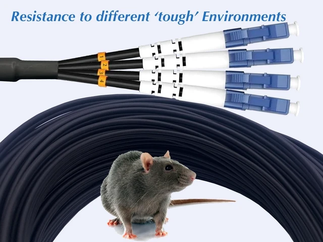 Alt view image 5 of 5 - Elfcam - 150m/492.12ft 4-Core Single-Mode OS2 9/125m Fiber Optic Patch Cable, LSZH Main Jacket, Armored Branch, 2X Duplex LC/UPC to 2X Duplex LC/UPC, 10G/25G/40G/100G Compatible