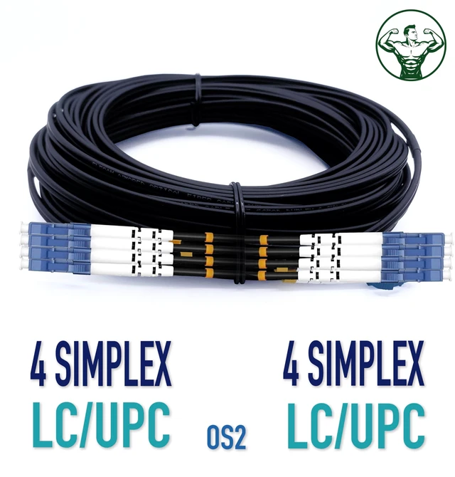 Alt view image 3 of 5 - Elfcam - 150m/492.12ft 4-Core Single-Mode OS2 9/125m Fiber Optic Patch Cable, LSZH Main Jacket, Armored Branch, 2X Duplex LC/UPC to 2X Duplex LC/UPC, 10G/25G/40G/100G Compatible