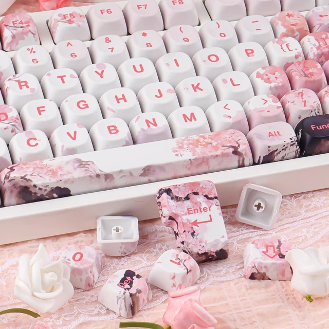 Alt view image 3 of 5 - MOA PBT Keycaps Cherry Blossom-Landscape Painting Sakura Pink Cute Keycaps