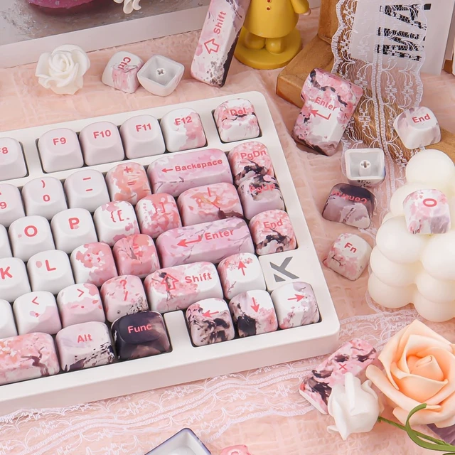 Alt view image 4 of 5 - MOA PBT Keycaps Cherry Blossom-Landscape Painting Sakura Pink Cute Keycaps