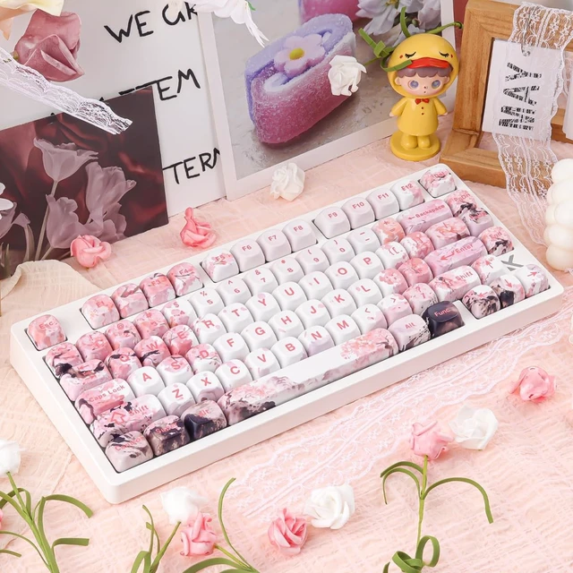 Alt view image 2 of 5 - MOA PBT Keycaps Cherry Blossom-Landscape Painting Sakura Pink Cute Keycaps