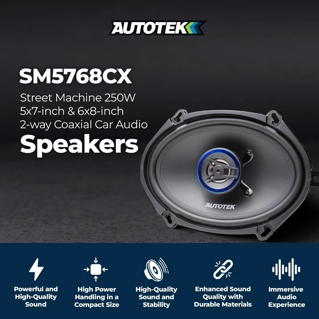 Alt view image 2 of 5 - Autotek Street Machine Car Audio Coaxial Speakers, Pair,2 Way, 5"x7"/6"x8" Speakers