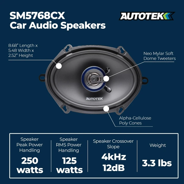 Alt view image 4 of 5 - Autotek Street Machine Car Audio Coaxial Speakers, Pair,2 Way, 5"x7"/6"x8" Speakers