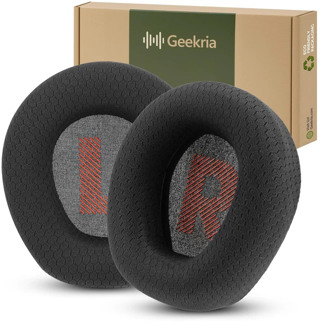 Main image of Geekria Comfort Mesh Fabric Replacement Ear Pads Compatible with JBL Quantum 100 Headphones, Soft & Comfortable Ear Cushions Repair Parts (Black)
