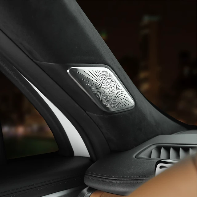 Alt view image 2 of 5 - Amzcar Alloy Car Door Speaker Cover Tweeter Audio Speaker Cover Trim Compatible with Hyundai Santa FE 2024-2025 Accessories (Silver)