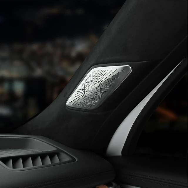 Alt view image 4 of 5 - Amzcar Alloy Car Door Speaker Cover Tweeter Audio Speaker Cover Trim Compatible with Hyundai Santa FE 2024-2025 Accessories (Silver)