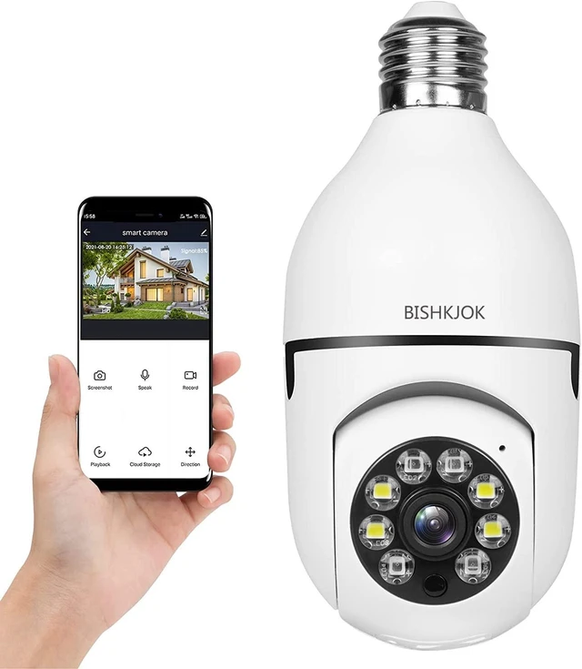 Main image of Bulb Security Camera 2.4GHz Wireless, 3602K Tuya Smart Indoor 3MP Camera, Full Color Night Vision & Motion Tracking, AI Human Detection, Audible Alarm, Alexa/Google Home, Solar Powered