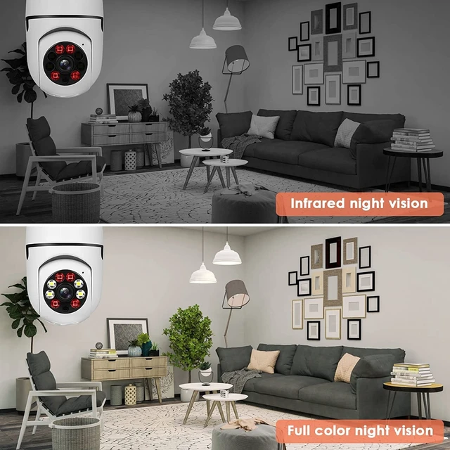 Alt view image 5 of 5 - Bulb Security Camera 2.4GHz Wireless, 3602K Tuya Smart Indoor 3MP Camera, Full Color Night Vision & Motion Tracking, AI Human Detection, Audible Alarm, Alexa/Google Home, Solar Powered