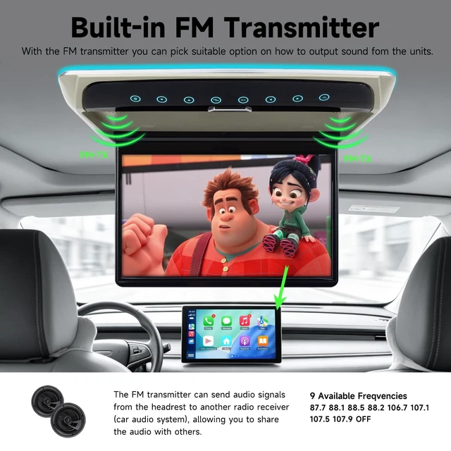 Alt view image 4 of 5 - Immiper 12.2 Inch FHD Car Overhead Monitor with HDMI, Built-in Speake Grey