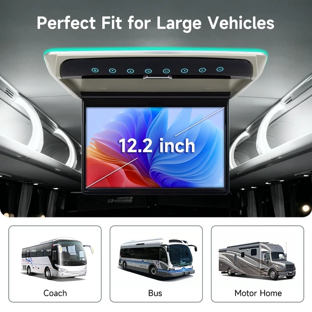 Alt view image 5 of 5 - Immiper 12.2 Inch FHD Car Overhead Monitor with HDMI, Built-in Speake Grey