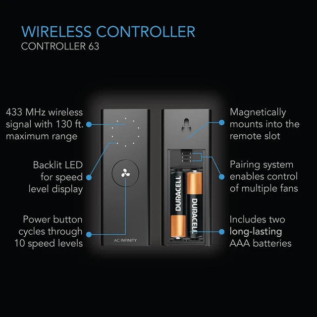 Alt view image 3 of 5 - AC Infinity Controller 63, Wireless Remote Controller with 10 Fan Speeds