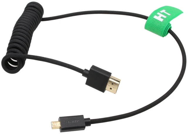 Main image of HangTon Micro HDMI to HDMI 4K 8K 60p Cable for Canon R6 R6II R5C R5 R10 R7 Sony ZVE-10 A7C A7RIV A7RIII A7S2 Lumix S5 S9 GH4 Camera ATOMOS Ninja V Ultra SmallHD Cine Indie Monitor, Type A D Black 50cm