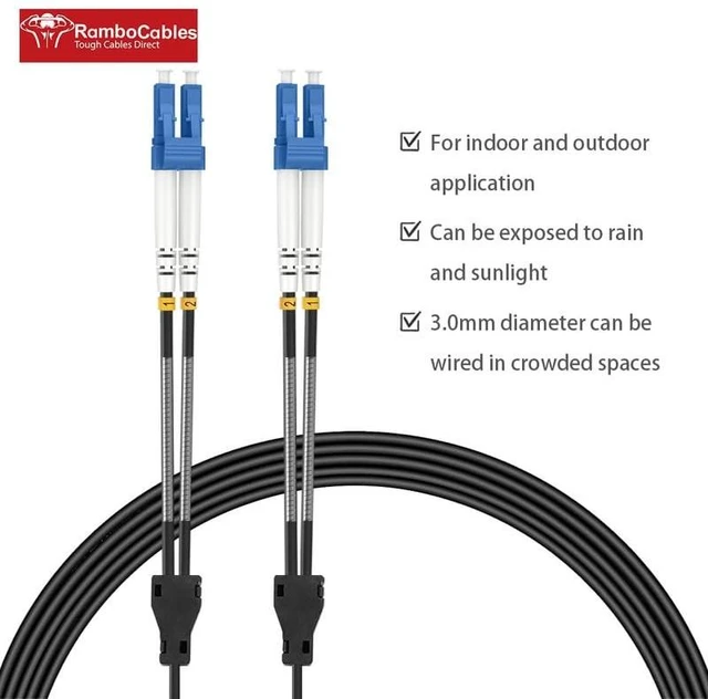 Alt view image 2 of 5 - RamboCables-OS2 LC to LC Single Mode Fiber Patch Cable Armored, 400ft/120m