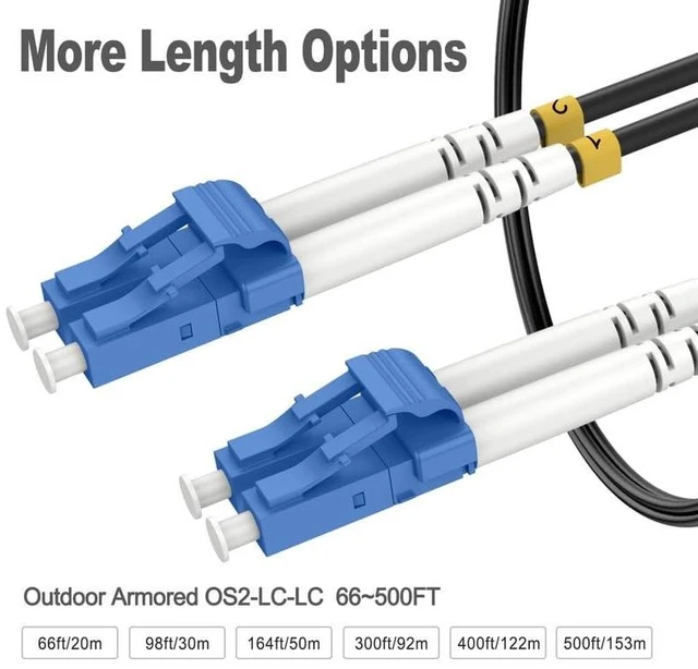 Alt view image 4 of 5 - RamboCables-OS2 LC to LC Single Mode Fiber Patch Cable Armored, 400ft/120m