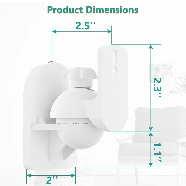 Alt view image 3 of 5 - WALI Speaker Wall Mounts, Bookshelf Speaker Wall Mount Brackets, Surround Sound Speakers Mounts, Hold up to 7.7 lbs, (SWM402-W), 4 Pack, White