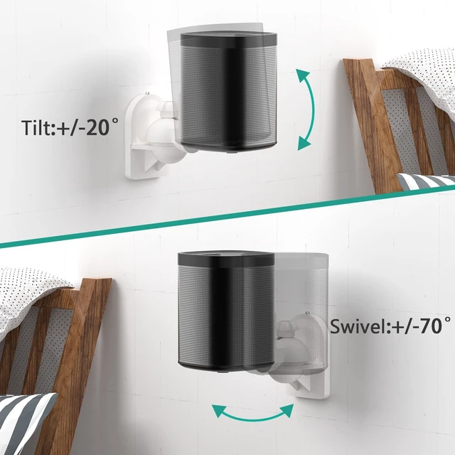 Alt view image 5 of 5 - WALI Speaker Wall Mounts, Bookshelf Speaker Wall Mount Brackets, Surround Sound Speakers Mounts, Hold up to 7.7 lbs, (SWM402-W), 4 Pack, White