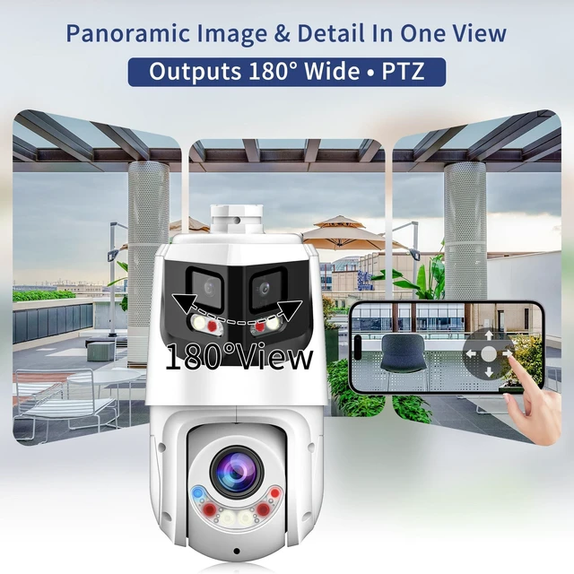 Alt view image 2 of 5 - GemaVision PTZ Camera 8+4MP 25x Smart Dual Light IP POE Panoramic PTZ Camera 180 Wide Angle Splicing,Support Auto Tracking,PTZ4E25X-T180