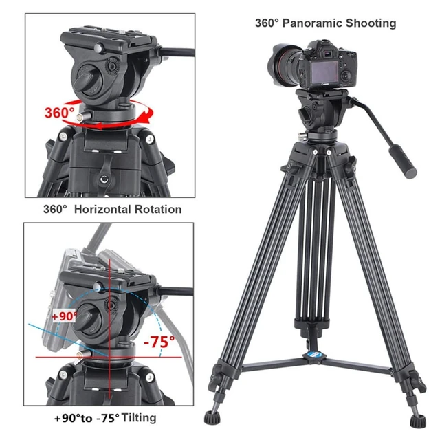 Alt view image 2 of 5 - YUSEN 72" Camera Tripod Heavy Duty Twin Tube Video Tripod Stand