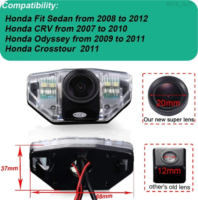 Alt view image 2 of 5 - HD 20MM IP68 1280Pixels Auto Vehicle Car Van 170 Wide Angle License Plate Light Rear View Reversing Backup Camera Parking Aids System Compatible with Honda Fit Se dan/CRV/Odyssey/Crosstour