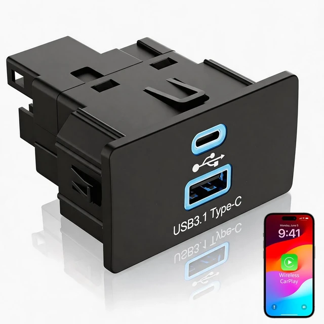 Main image of Wireless Carplay Hub CarPlay USB Media Hub for Ford F-150 2013-2023 USB Type-C Hub Upgrade Module for Ford Lincoln SYNC 3 Version 3.4 Only for Apple CarPlay