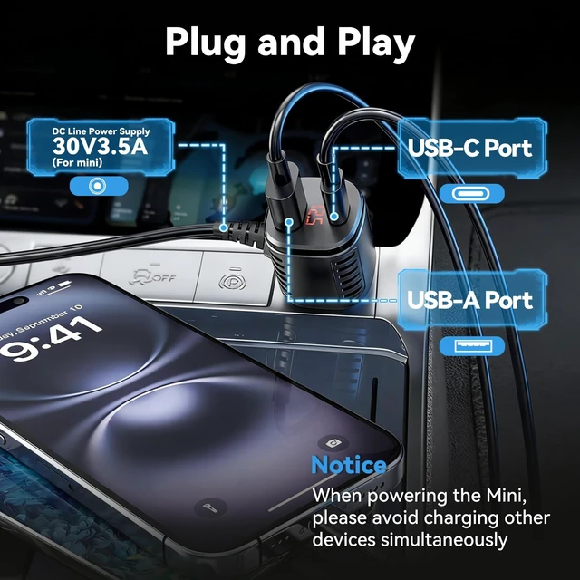 Alt view image 4 of 5 - for Starlink Mini Car Adapter with Step Up Converter, Carsupro Cigarette Lighter Power Boost Adapter 10-28V to 30V 3.5A Power Cord with USB A, Type-C Ports and Voltmeter for Truck RV Marine
