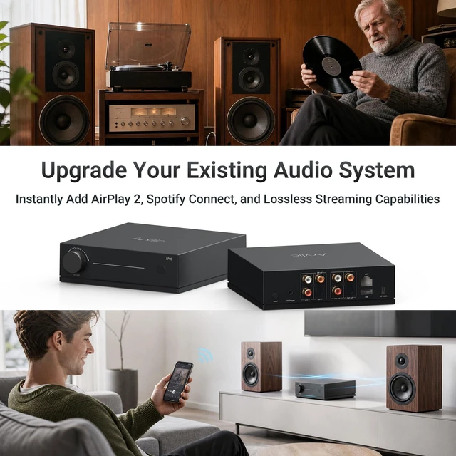 Alt view image 2 of 5 - Arylic LP20 Wireless Music Streamer with AirPlay 2, Google Cast & Spotify Connect, HiFi DAC Audio Receiver with AK4490EQ, Lossless Streaming, Support Siri & Google Assistant