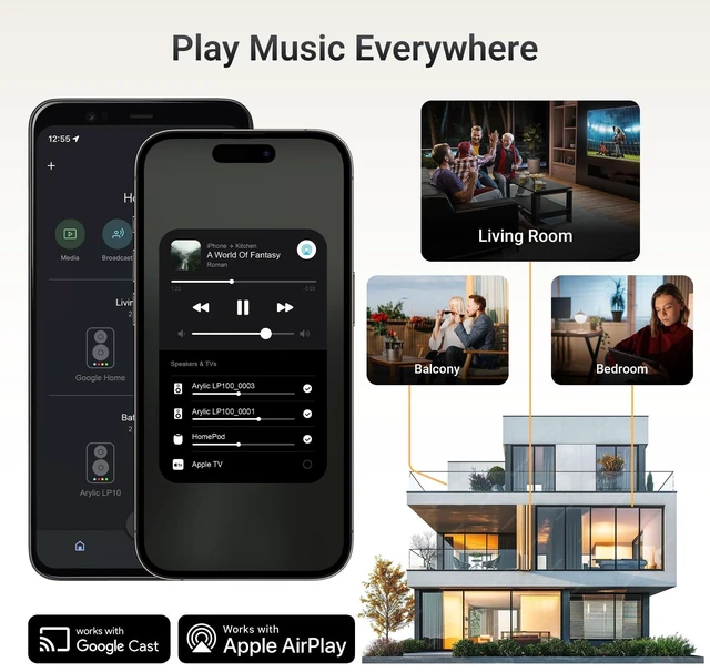 Alt view image 4 of 5 - Arylic LP20 Wireless Music Streamer with AirPlay 2, Google Cast & Spotify Connect, HiFi DAC Audio Receiver with AK4490EQ, Lossless Streaming, Support Siri & Google Assistant