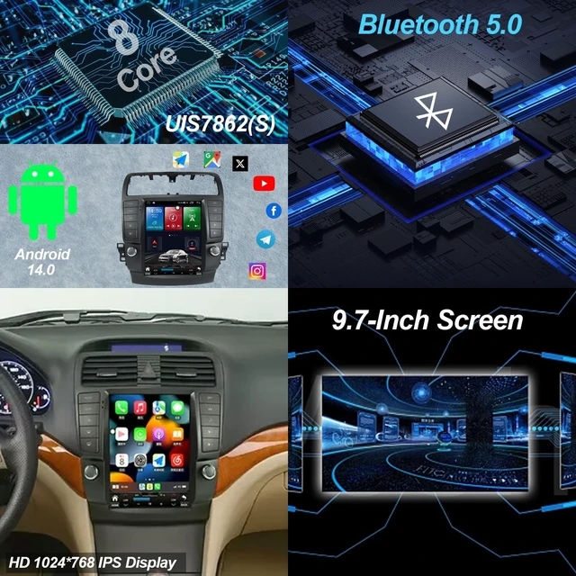 Alt view image 5 of 5 - for Acura TSX 2004-2008 Android Car Stereo Radio Tesla Style Touchscreen