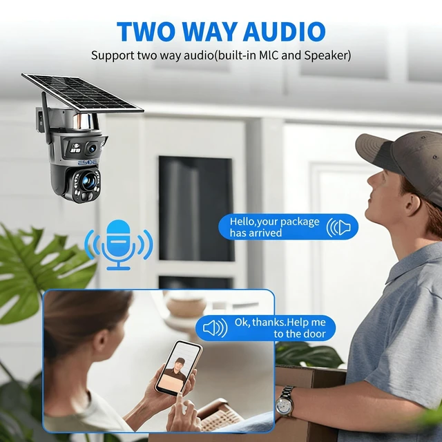 Alt view image 5 of 5 - ESOE Ubox Dual-Lens 36X Optical Zoom Solar Security Camera, 6MP WIFI/4G Outdoor PTZ Camera with AI Human Detection, Two-Way Audio, Color Night Vision, Cloud & TF Card Storage (WiFi)