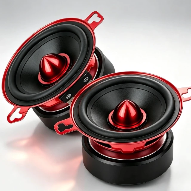 Main image of 3.5 Inch Car Speakers 600W Woofer Red Aluminum Bullet 4 Ohm Midrange Audio