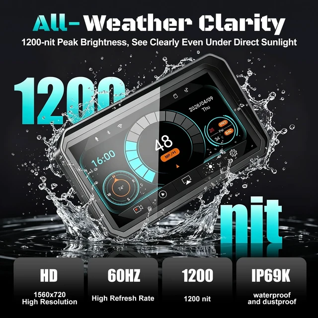 Alt view image 5 of 5 - 2026 LBW 6" Wireless GPS Motorcycle CarPlay (Includes 128G SD) with Android Auto Navigation, Dual 2K Dash Cam, HD Waterproof Screen, TPMS, Remote Control, BT, Quick Release Magnetic Design Moun