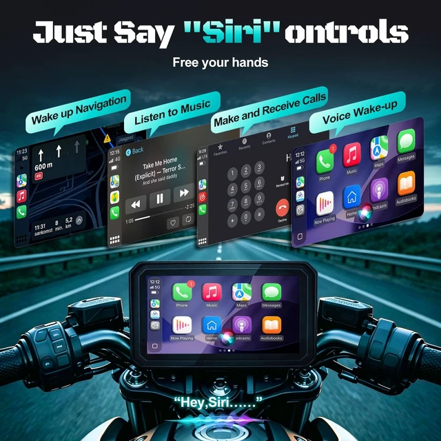 Alt view image 4 of 5 - 2026 LBW 6" Wireless GPS Motorcycle CarPlay (Includes 128G SD) with Android Auto Navigation, Dual 2K Dash Cam, HD Waterproof Screen, TPMS, Remote Control, BT, Quick Release Magnetic Design Moun