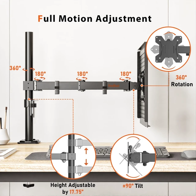 Alt view image 3 of 5 - BONTEC Laptop Arm for Desk, 13-32 Inch, 22lbs, VESA 75/100 Compatible